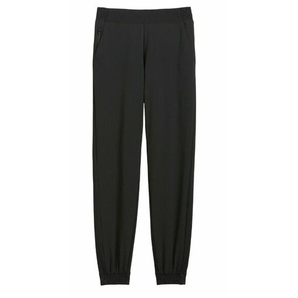 Athleta 8 Black Textured Brooklyn Jogger Pants Athleisure Featherweight Woven - Picture 12 of 13